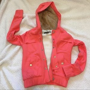 Like-New Marc Jacobs Faux Fur Lined Salmon Hoodie